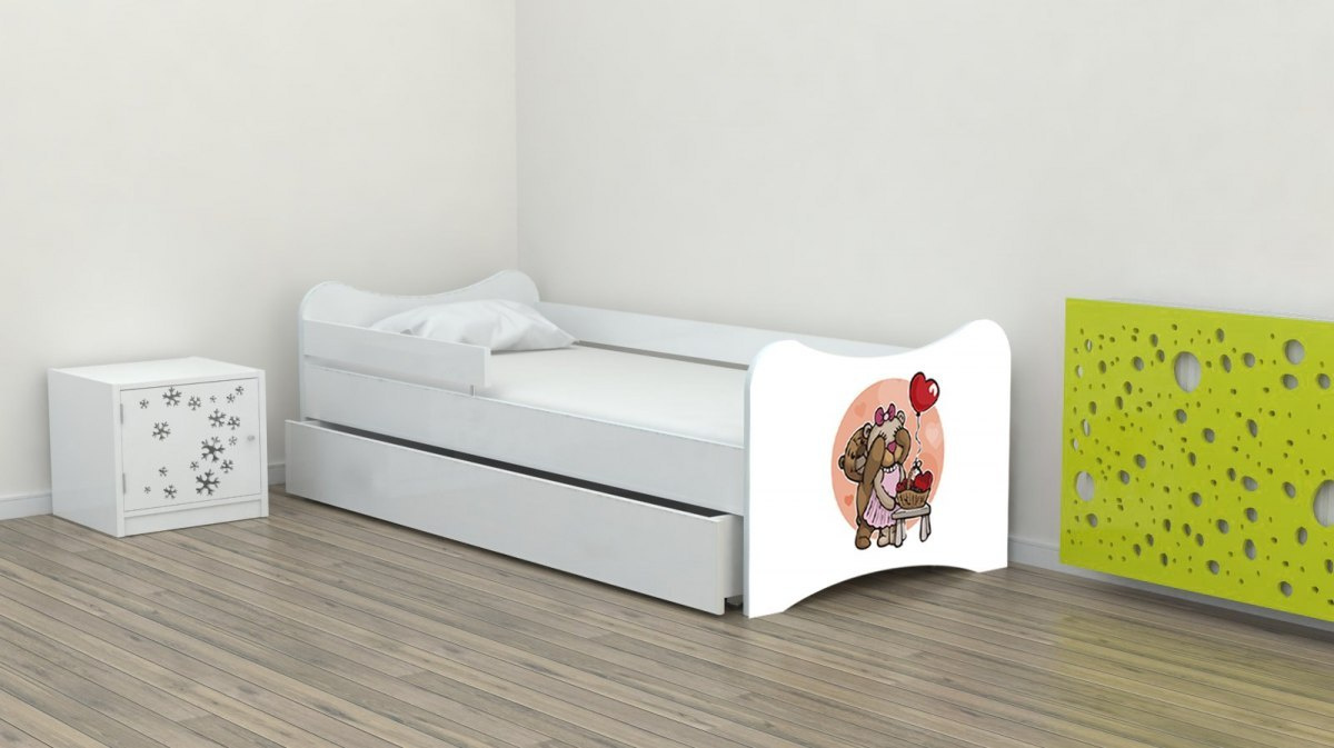 Łóżko dla dziecka z materacem i szufladą