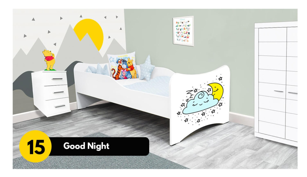 Łóżko dziecięce drewniane białe z barierką
