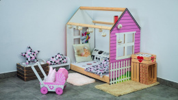 Łóżko dziecięce domek w stylu skandynawskim RÓŻOWE