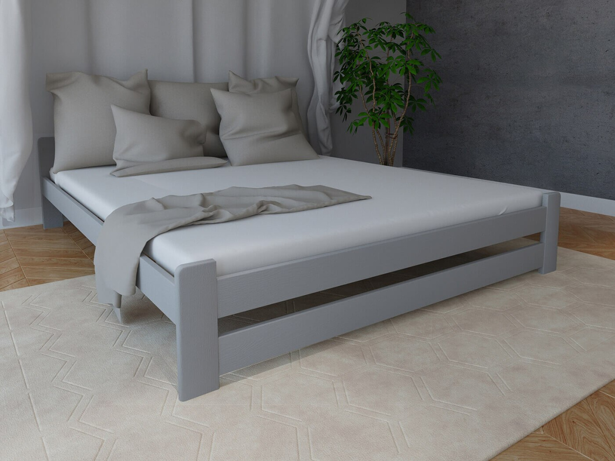 Solidne łóżko z materacem do sypialni drewniane