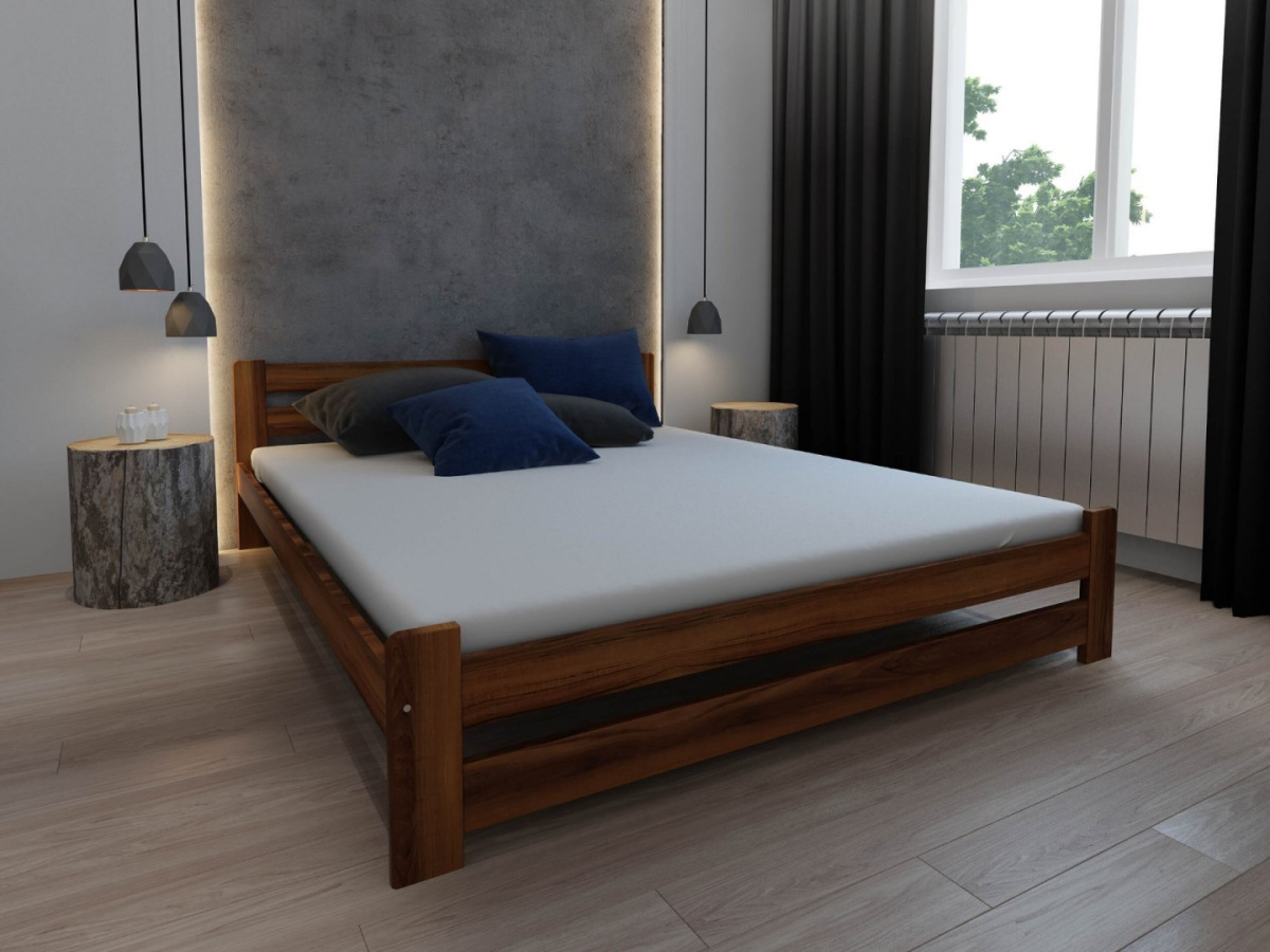łóżko dwuosobowe drewniane z materacem