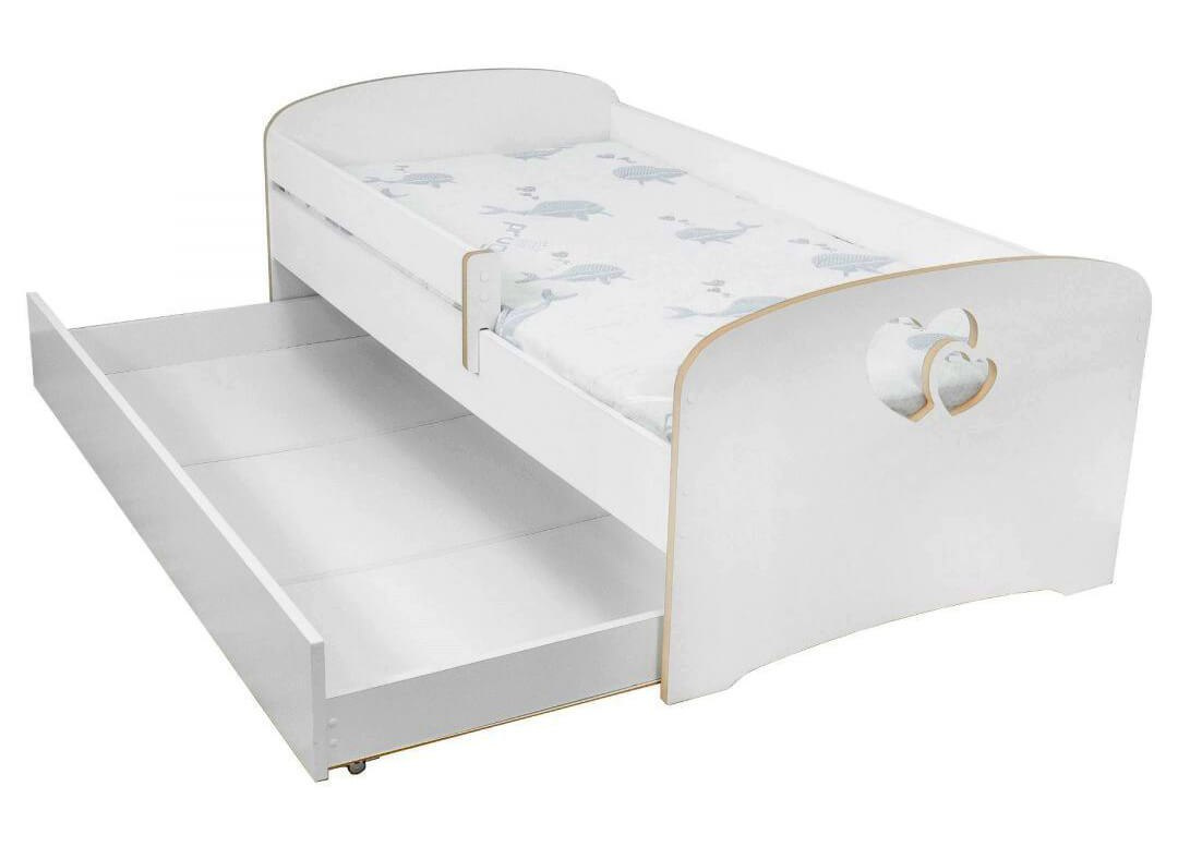 Łóżko dziecięce białe z szuflladą