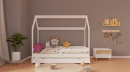 Łóżko domek dla dziecka z barierką poziomą BIAŁE