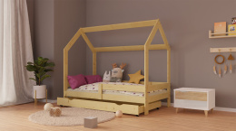 Łóżko domek dla dziecka z barierką poziomą SOSNA