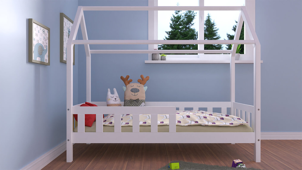 Łóżko dziecięce domek z barierką
